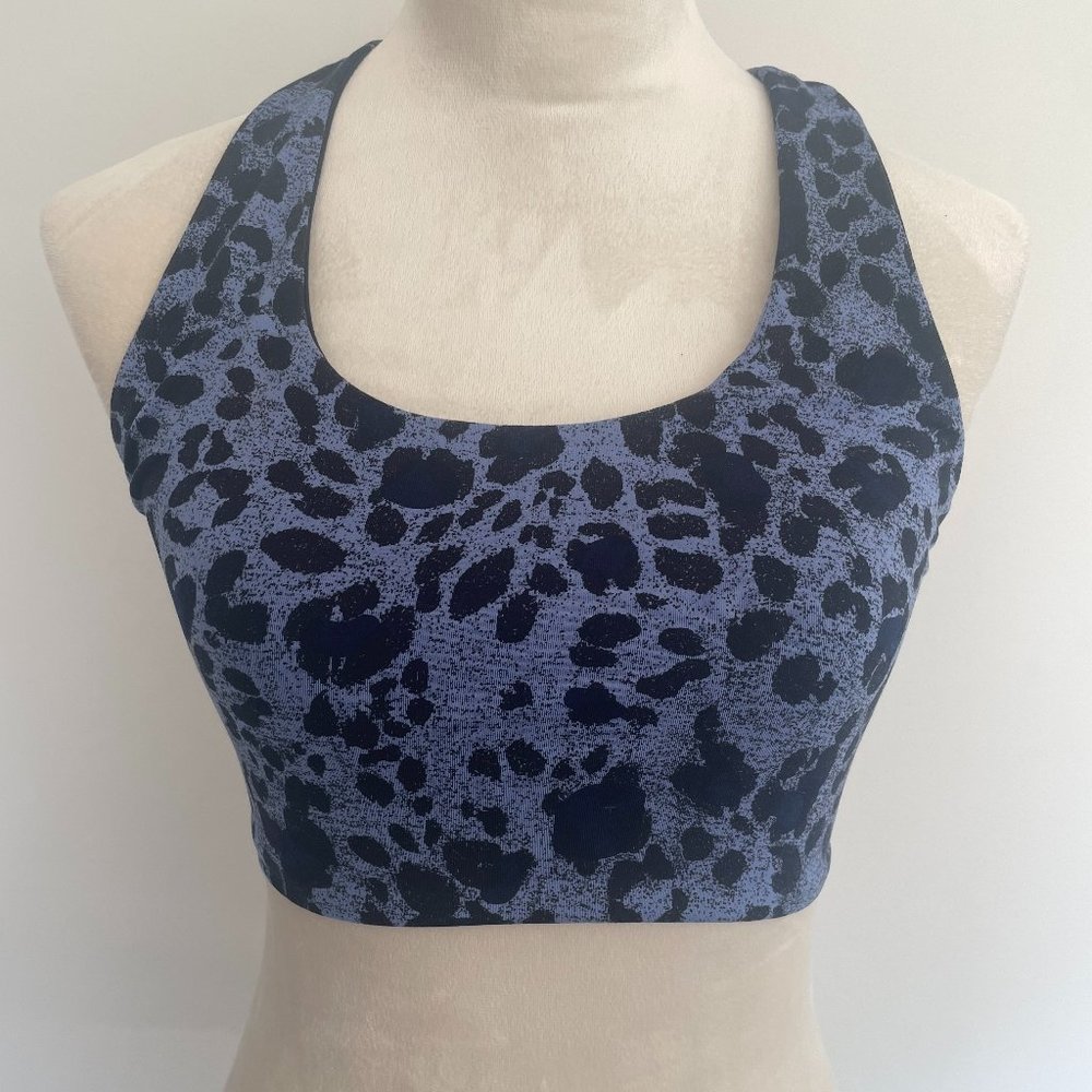 Bombshell Sportswear Reversible Tank Bra - Blue Leopard - Size S - EUC